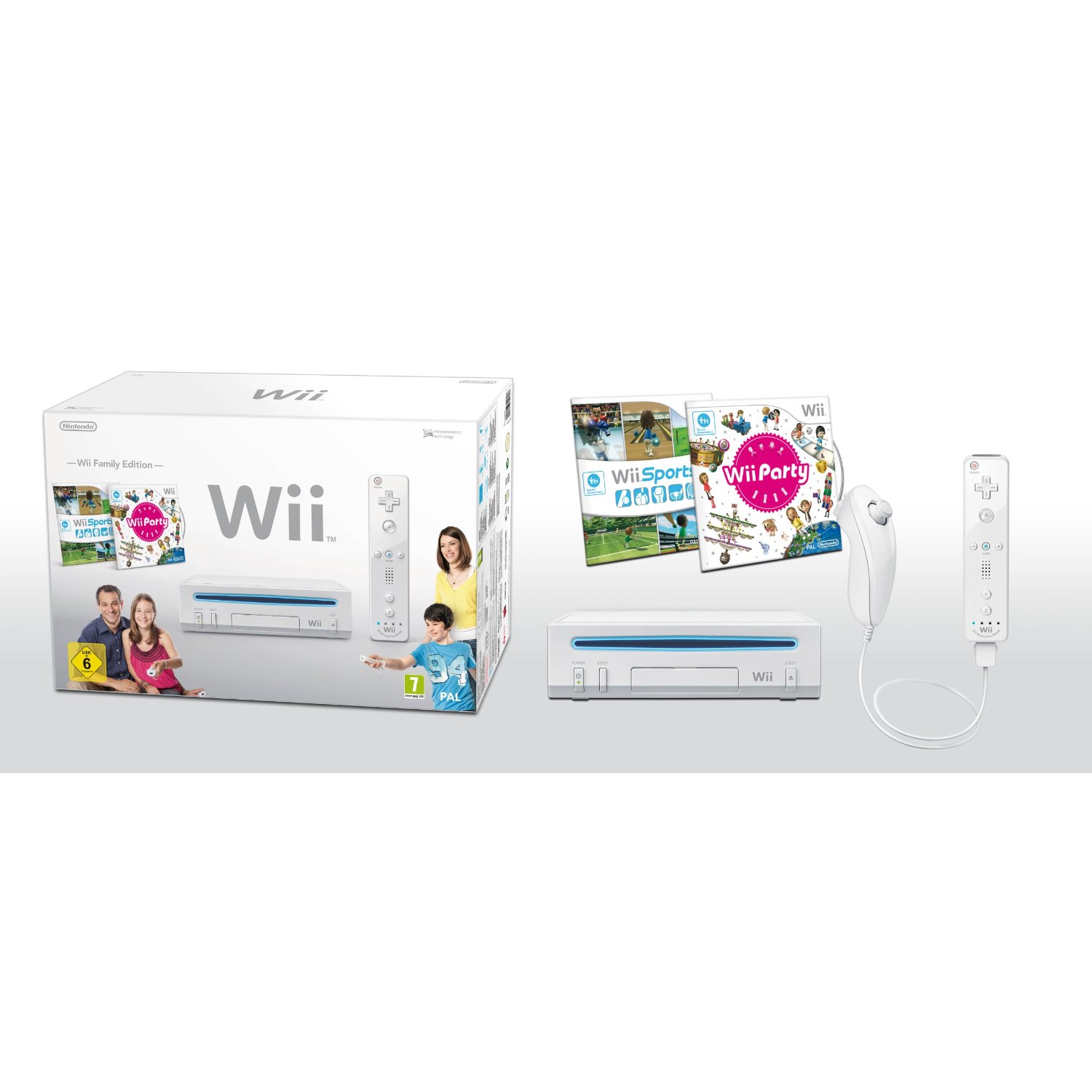 Wii Konsole Family Edition weiss mit Wii Sports und Wii Party  Nintendo  NEU+OVP